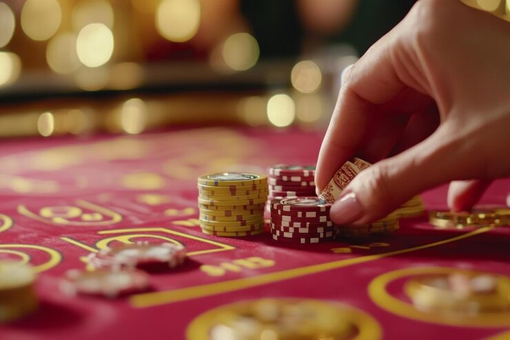 Blackjack dealer at astonbet studio table